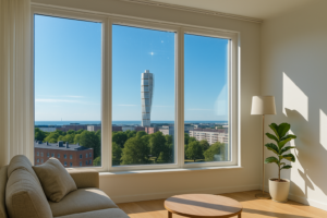 Gnistrandne vacker utsikt efter fönsterputsning Malmö