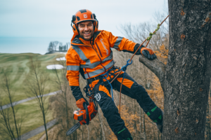 Arborist gör en trädfällning Malmö i Skåne